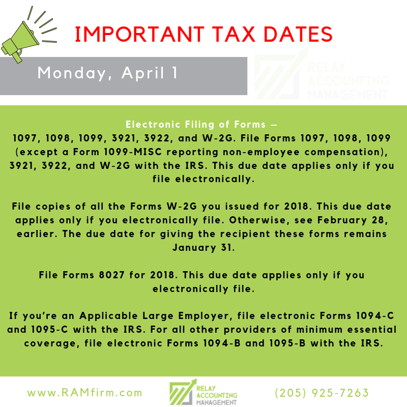 TheRAMFirm's tweet photo. 📣REMINDER OF APRIL 1 #TAX INFO 📣
(That's ONE WEEK from today, BTW.)
Check it out. Check with your #accountant. Check with @IRStaxpros.
___
#RAMFirm #accounting #taxinfo #taxes #smallbusiness #smallbiz https://t.co/5T2N9TJpfJ