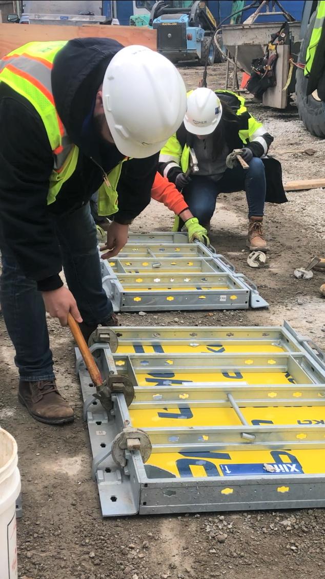 Power_Construct's tweet photo. Always learning! Our PE meeting at Avidor Evanston Active Adult dove deep into the underground challenges of this project & featured an interactive session on how to tie rebar & set formwork, led by our subcontractors. #WeBuildChicago #GrowWithPower https://t.co/4khfQHiKL7