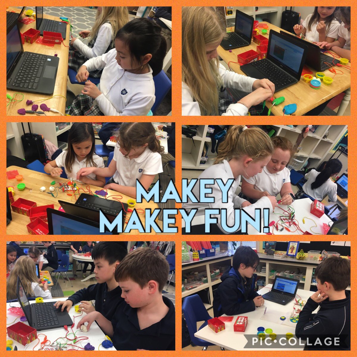 sfryer's tweet photo. Coding today with @scratch and @makeymakey I love the way the students had to use their paired programming skills to create their projects. #bettertogether #makingandcreating #oklaed https://t.co/ORta7XeNCf