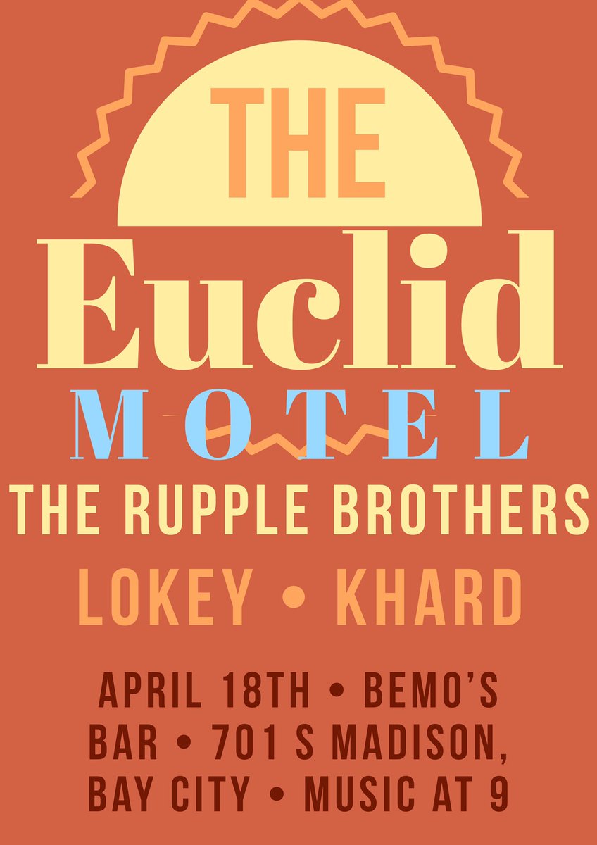 TheEuclidMotel's tweet photo. April 18th at Bemo’s we will be performing alongside other very talented artists,
It’s quite a mix of music so there should be something for everyone
Some Rock, Some Rap and Some Bass.
@illiestALIVE @IKhard https://t.co/NojK1mDs5f