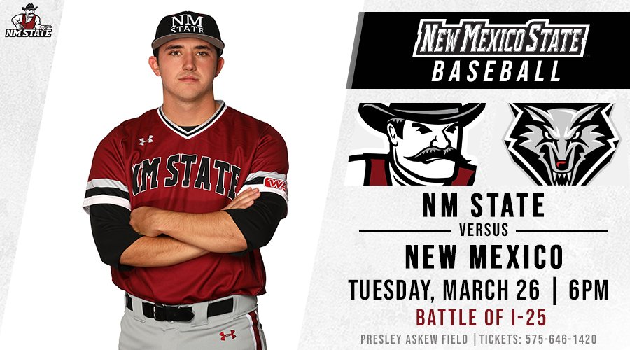 NMStateBaseball's tweet image. We need ALL of Aggie Nation at The 'Skew tomorrow for our first Battle of I-25 match up of the season as we take on the Lobos at 6:05 p.m. MT!!

🗞️nmstatesports.com/news/2019/3/25…

#AggieUp