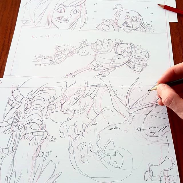 RenePfitzner's tweet photo. Pencils for last week's page ✏️ new page up tomorrow 🐸
.
#dragon #sneakygoblins #orcwarrior #mage #comicbookartist #indiecomics #mtg #fantasycomic #comicart #comicartist #storytime #comicbookgeek #draw #webcomic #wowcomic #drawing #Warcraft #creative… https://t.co/ElVFxxDlhg https://t.co/iVPJmRPTVt