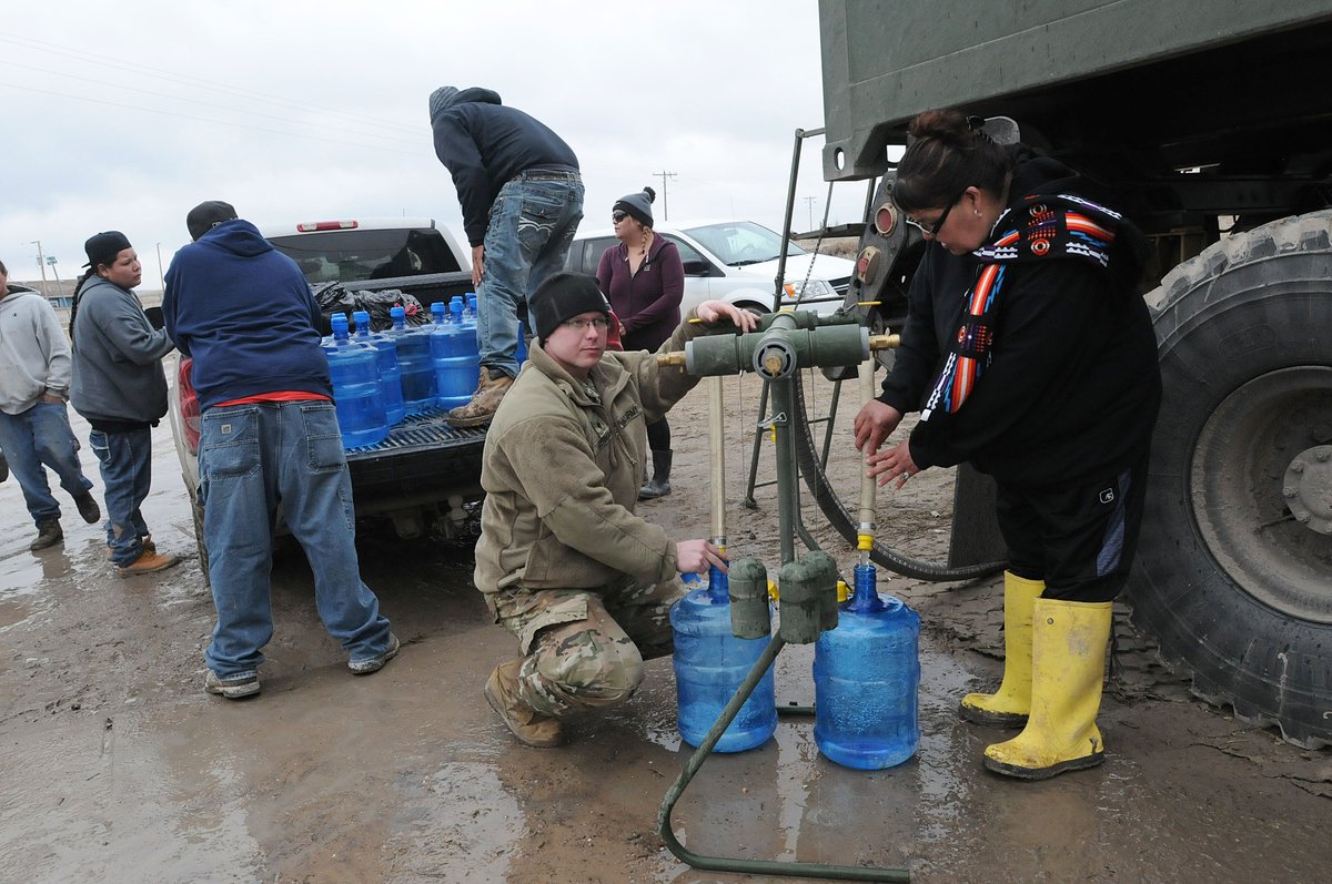 SD_Guard's tweet photo. The @SD_Guard continued their support today providing drinkable water to people on the Pine Ridge Indian Reservation. Over the last several days, members of Company A, 139th Brigade Support Battalion, have distributed over 8,000 gallons of water to residents in seven communities. https://t.co/cqers4TvFj