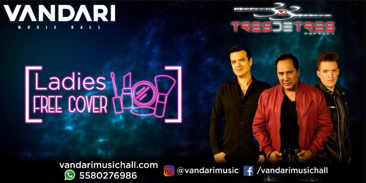 vandarimusic's tweet photo. Viernes? Ladies Free? Claro! En @vandarimusic y lo mejor de Rock Pop con @3de3 https://t.co/88HMXBbSrS