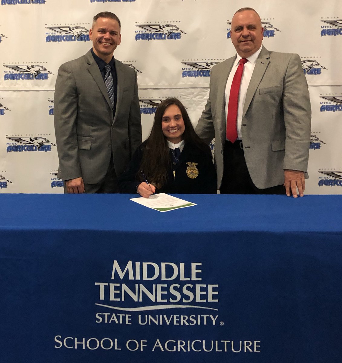 Congratulations to Karsen Daniel, Teach Ag signing with @mtsu_ag at the first day of TN FFA convention! #TeachAg
