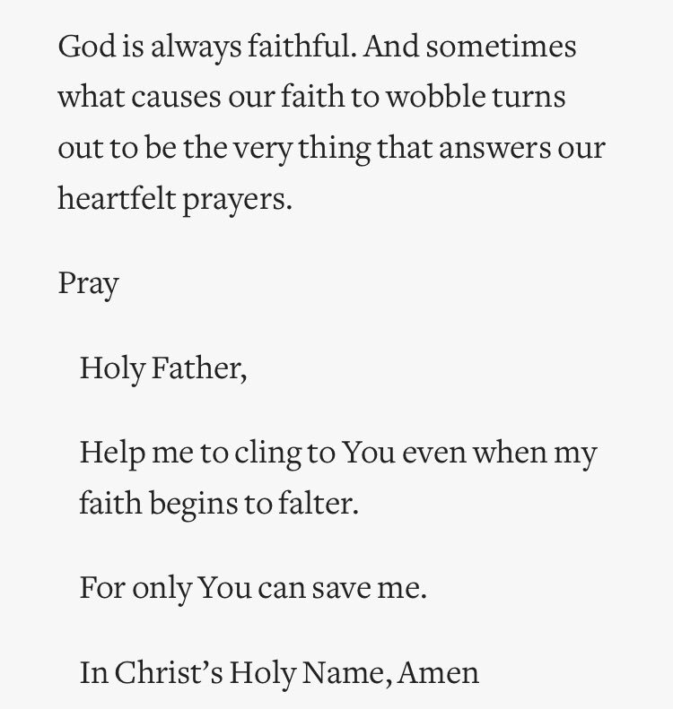magicheart21's tweet photo. Today’s Bible Inspiration 

“Sometimes what causes our faith to wobble turns out to be the very thing that answers our heartfelt prayers.” https://t.co/9jtrLOjlQV