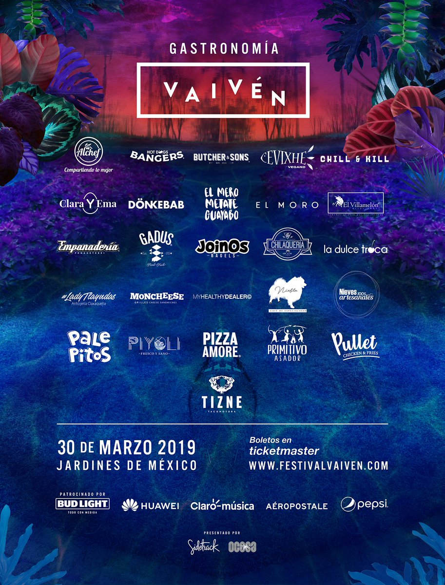 Estos son algunas de las marcas que estarán presentes en #Vaivén19, boletos disponibles en Ticketmaster: bit.ly/2D7boFq