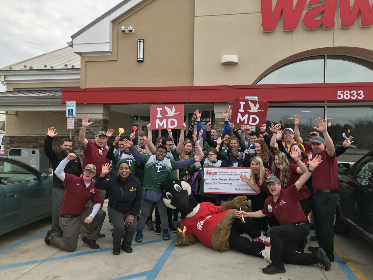 THSTitans's tweet photo. @THSBocce and Titan Unified Track took over @Wawa today to celebrate Maryland Day with the @SpOlympicsMD , @Fred_MD_Police and #GoosePride. Together we celebrate community, relationships and diversity! #WeRTro https://t.co/O4fbvgFbbI
