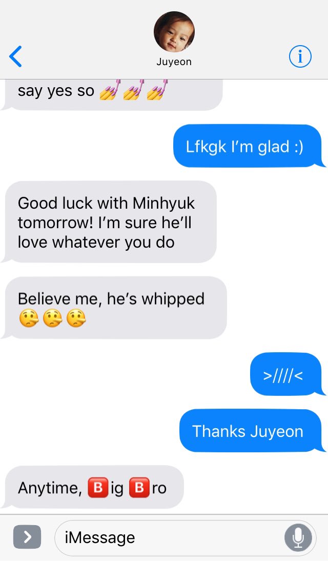 227. Juyeon: *war flashbacks to Minhyuk’s soft rants about Hyunwoo*