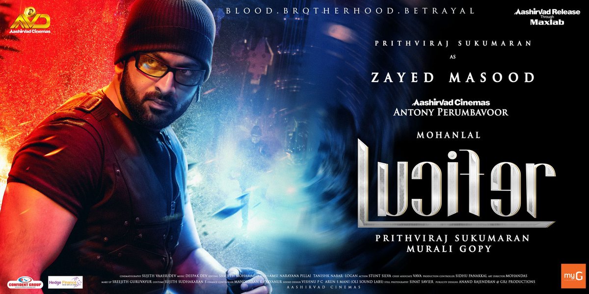 sri50's tweet photo. The big surprise in #LuciferCharacterPosters , yes @PrithviOfficial is playing #ZayedMasood in his directorial debut. https://t.co/peOnBYDYPx