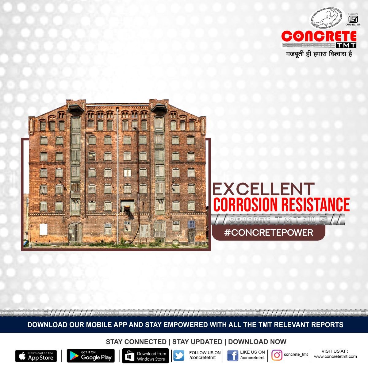 concretetmt's tweet image. #ConcretePower
The amplified Corrosion Resistance properties of Concrete TMT bars enable the structures to withstand environmental deterioration, causing any damage to the constructions.
#ConcreteTmt #TMTBars #ConstructionMaterials #Strength #CorrosionResistance