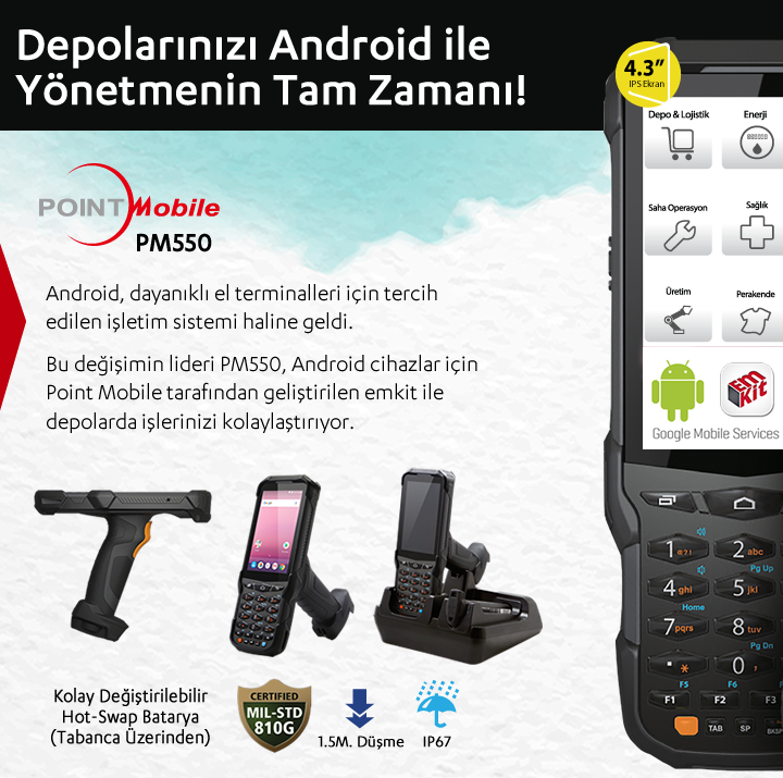 AreaTeknoloji's tweet photo. #Android, #dayanıklı el terminalleri için tercih edilen işletim sistemi haline geldi.
Bu değişimin lideri #PM550, Android cihazlar için #PointMobile tarafından geliştirilen #emkit ile depolarda işlerinizi kolaylaştırıyor. https://t.co/T6q6ThmdUG