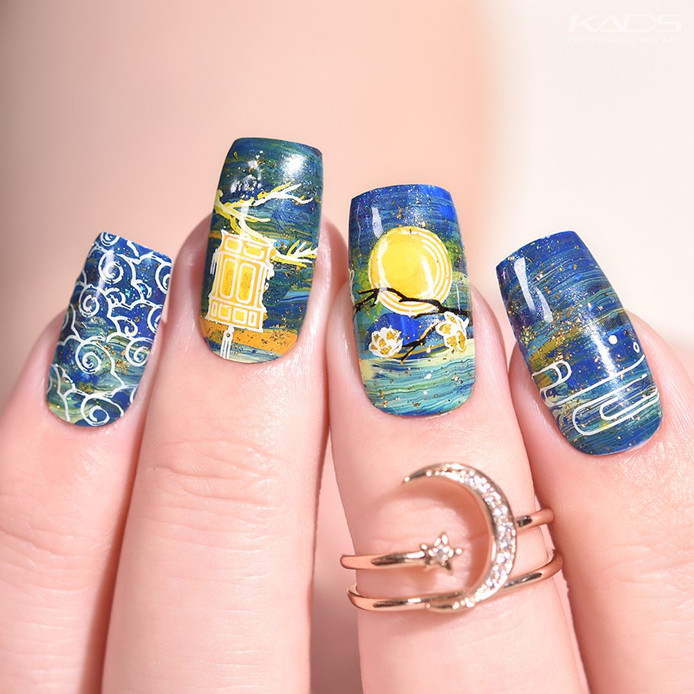 Kadsnailart's tweet photo. Nail design using KADS stamping plate Chinese 013&amp;005 from AliExpress store(link in bio). #nails #kads #kadsnailart #nailart #nailfashion #nailwork #naildesigns #nailplates #nailpolish #nailartaddict #kadschinese #kadschinese013 #galaxynails #starrynails #starrysky #moonnails https://t.co/w83jaRCkve