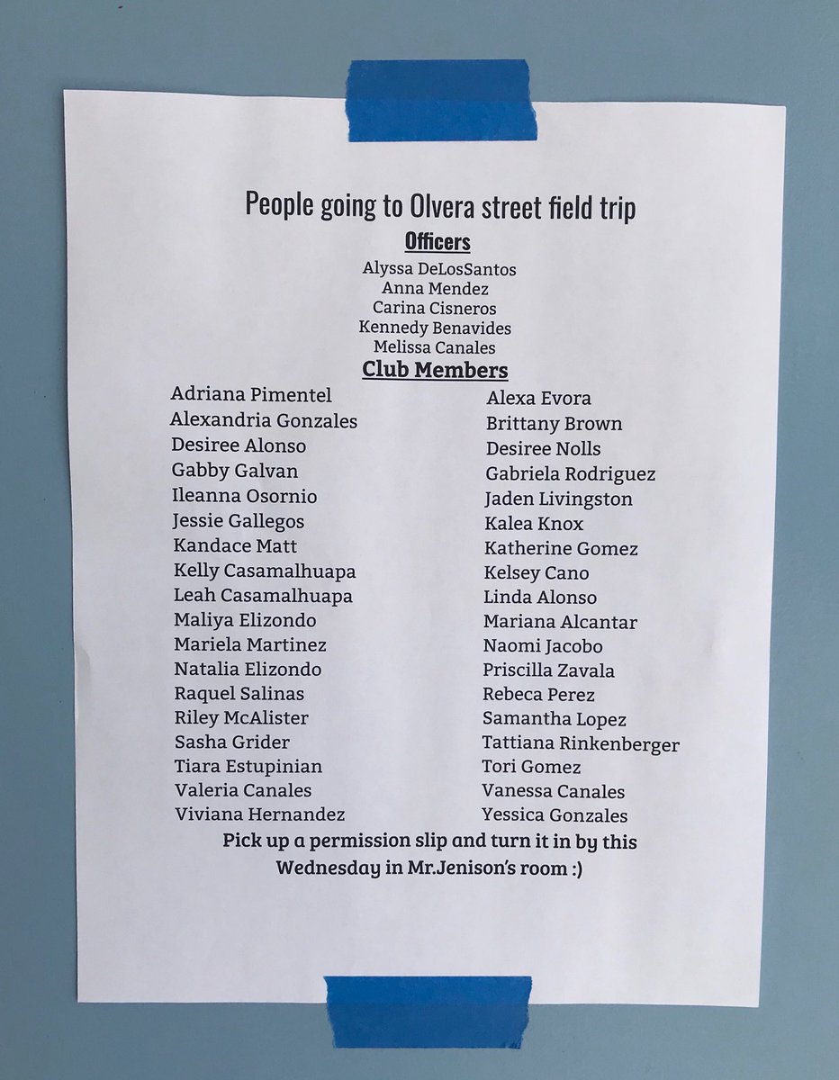 QHSpanishClub's tweet photo. Hey peeps!! All those going on the field trip make sure to pick up a permission slip in jenison’s classroom!!! https://t.co/6DsXFYPYZC