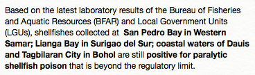 InquirerBiz's tweet photo. ADVISORY: Latest #ShellfishBulletin from Bureau of Fisheries and Aquatic Resources (BFAR) dated March 25, 2019. #RedTidePH | @kocampoINQ https://t.co/VnKSASAIzC