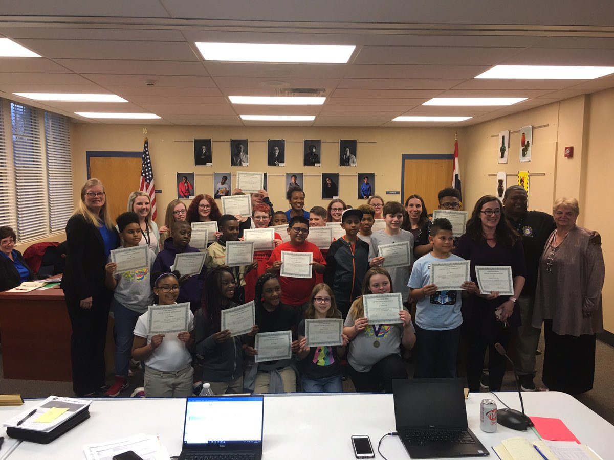 CenterSD's tweet photo. 5th &amp; 6th grade students who competed in the @PREPKC Math Relays were invited to be recognized at tonight’s board meeting. Approximately 400 students, coaches, administrators &amp; proctors partipated. We appreciate the hard work &amp; perseverance! #MathRelays #CenterSD #CenterProud https://t.co/G4oXFtRcCB