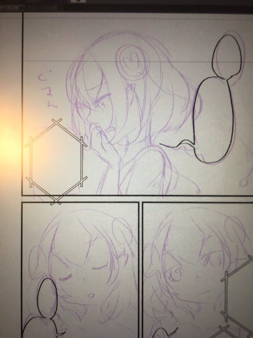 下描きをいつもと違う色にすると少し気分が上がらない?🥳(いつもはピンク) 