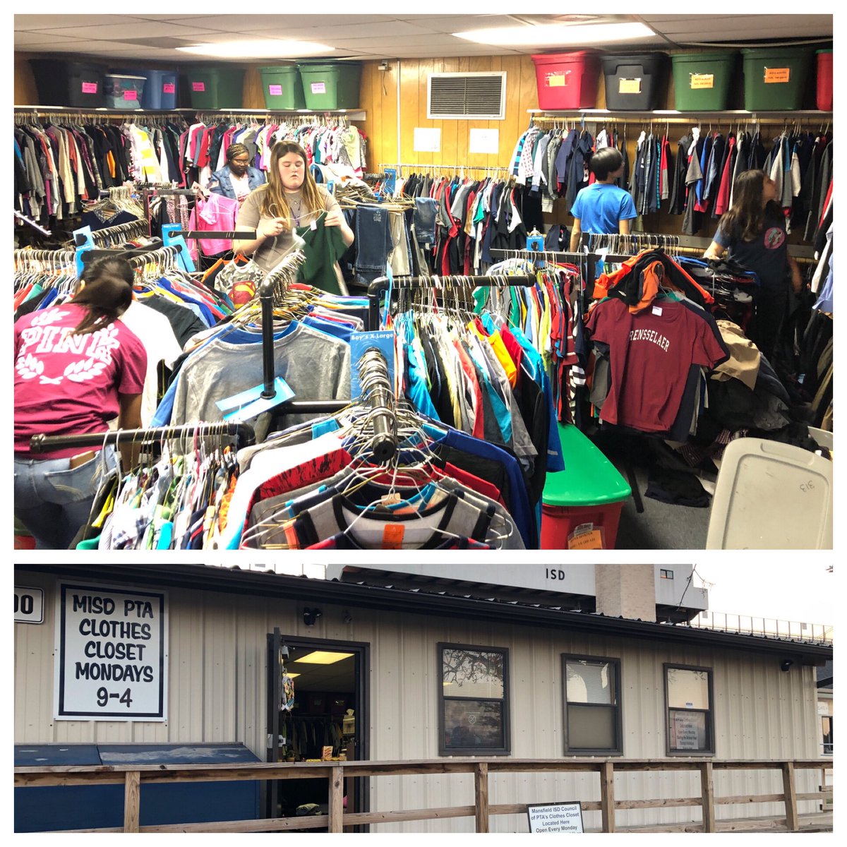 LegacyHighAVID's tweet photo. Legacy AVID helped the MISD Clothes Closet switch its inventory from Winter to Spring tonight. @MISD2College @LegacyBroncos #ThisIsAVID #communityservice https://t.co/UflLLcCvRx