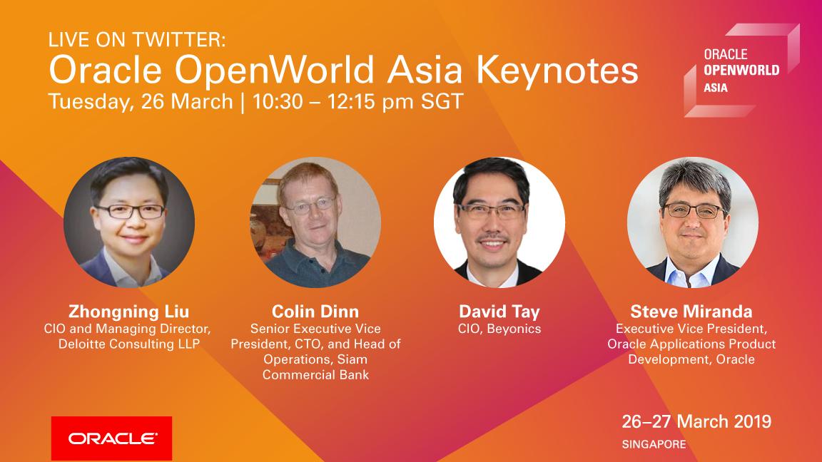 OracleAIWorld's tweet photo. Watch Live! At 10:30 SGT we will be live streaming the opening keynotes from Oracle OpenWorld Asia here on Twitter. Join the #OOWSIN excitement! https://t.co/bNUC7LkGnU