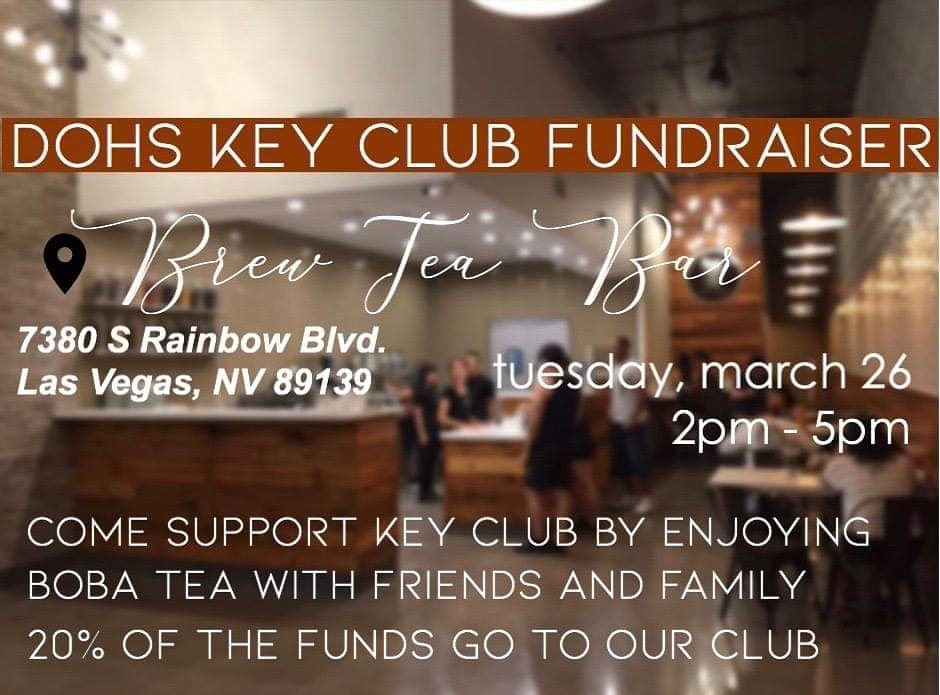 lvypkiwanis's tweet image. Are you a fan of @brewteabar? Do you like giving back? Do both tomorrow, March 26! 
Support @dohs_keyclub with their fundraiser from 2-5pm!

#kidsneedskiwanis #lvypkiwanis #bobatea