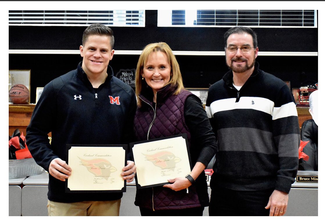Somehow missed getting this picture. Kevin Davis teaches our upper level math classes and received a Cardinal Commemdation for his excellence in the classroom!