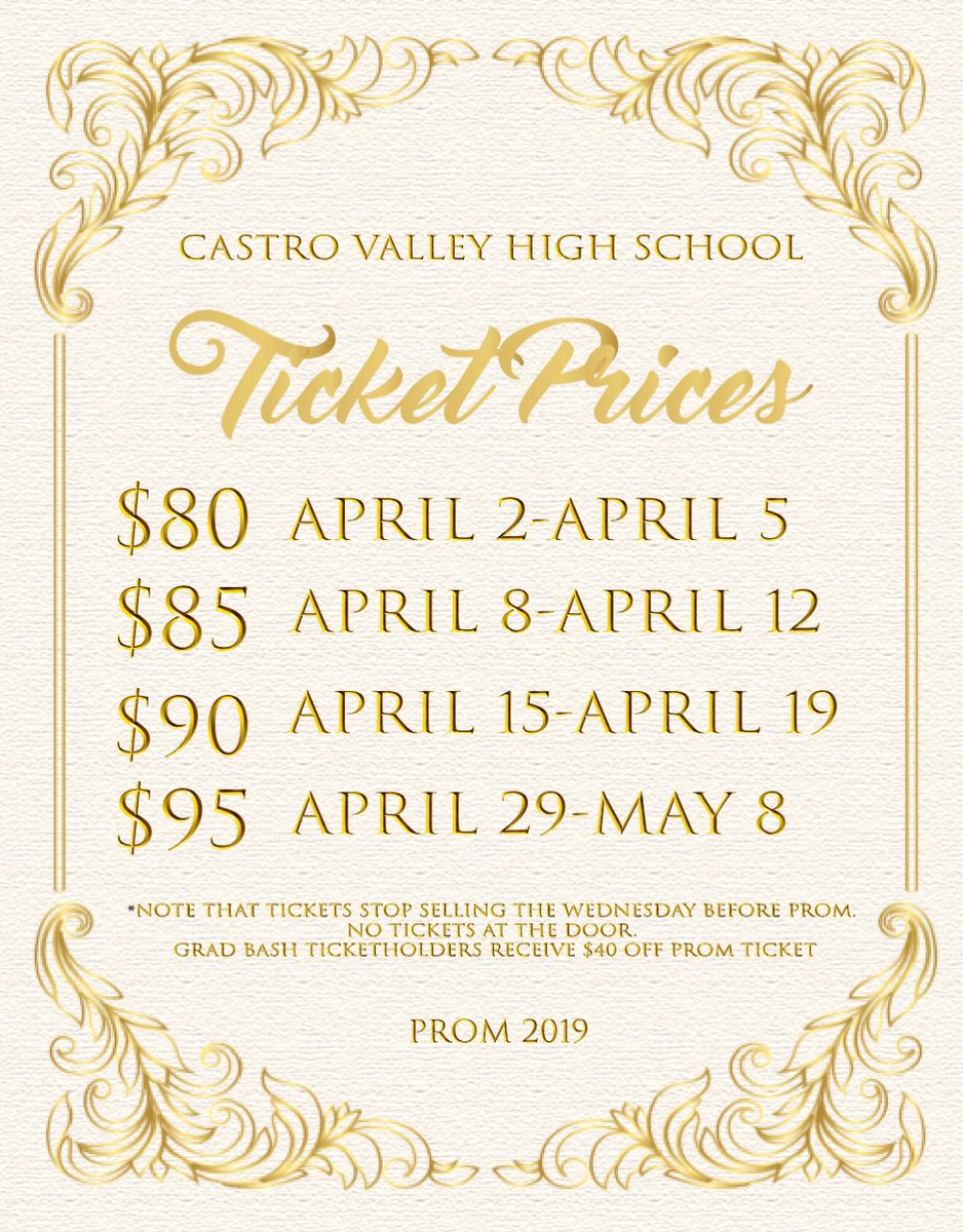 cvhsclass2019's tweet photo. PROM TICKET SALE INFO https://t.co/P3En31Tb28