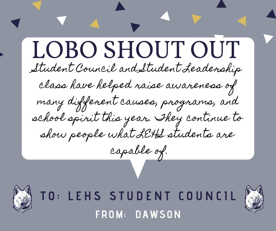 Lobos telling Lobos how much they are appreciated. You too can send a Lobo Shout Out at this link: tinyurl.com/LoboShoutOut <a href="/LEISDAthletics/">LEISD Athletics</a> <a href="/leisd/">Little Elm ISD</a> <a href="/LEHSCO2019/">LEHS Seniors 2019</a> <a href="/STUCOLEHS/">Little Elm HS Student Council</a>