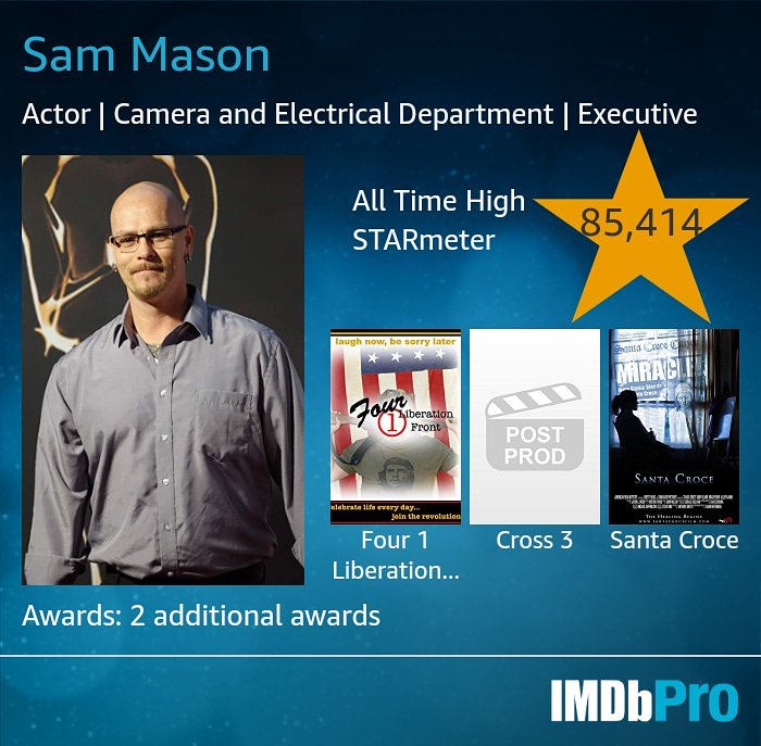RealSamMason's tweet photo. #booommmm hit my new alltime high on the #imdbprocard #starmeter and #starmeterup #normal_terror_themovie #sacrificialpawnproductions #sammason #actor #writer #director #producer #productioncompany #practicalsfx #supportindiefilm #indiefilm #indiehorror #horror #gorehound #sfx https://t.co/NcdQxDSmKK