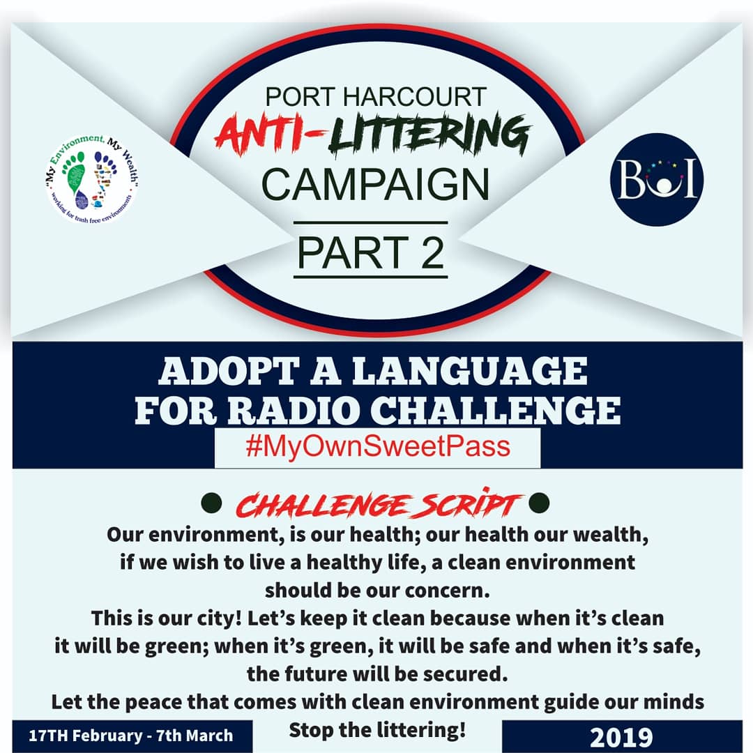 myEmyWEALTH's tweet photo. We must adopt a Language in month of March❗Voting for #antilittering campaign part II #MyOwnSweetPass
MODUS OPERANDI
VOTES
Fbk -No of likes+shares
Twitter -No of Retweets
IG -No of likes
Partnership📞 +234 701 312 6558
#AdoptALanguageForRadioChallenge #10000AntiLitterers
#SDGs https://t.co/8Hvg9uwiau