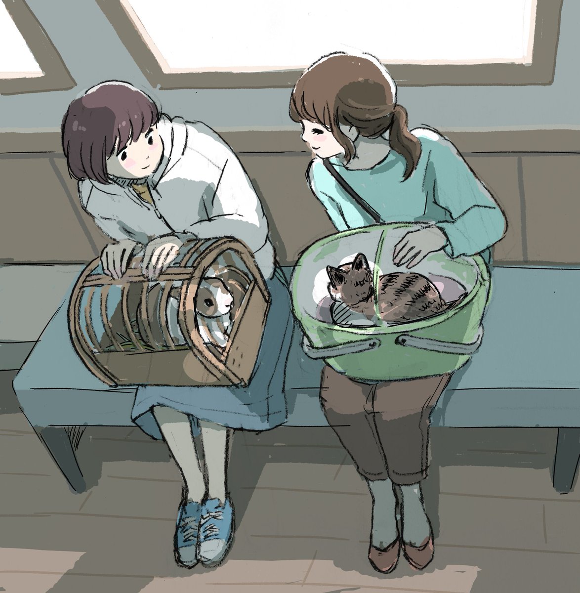動物病院の待合室 Schinako Moriyama Illustratorのイラスト