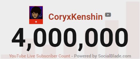 CoryxKenshin's tweet image. WE HAVE ACHIEVED 4 MILLION. KATANAS IN THE SKY TONIGHT SAMURAI ARE OUT HERE ❤️ I LOVE YOU ⚔️