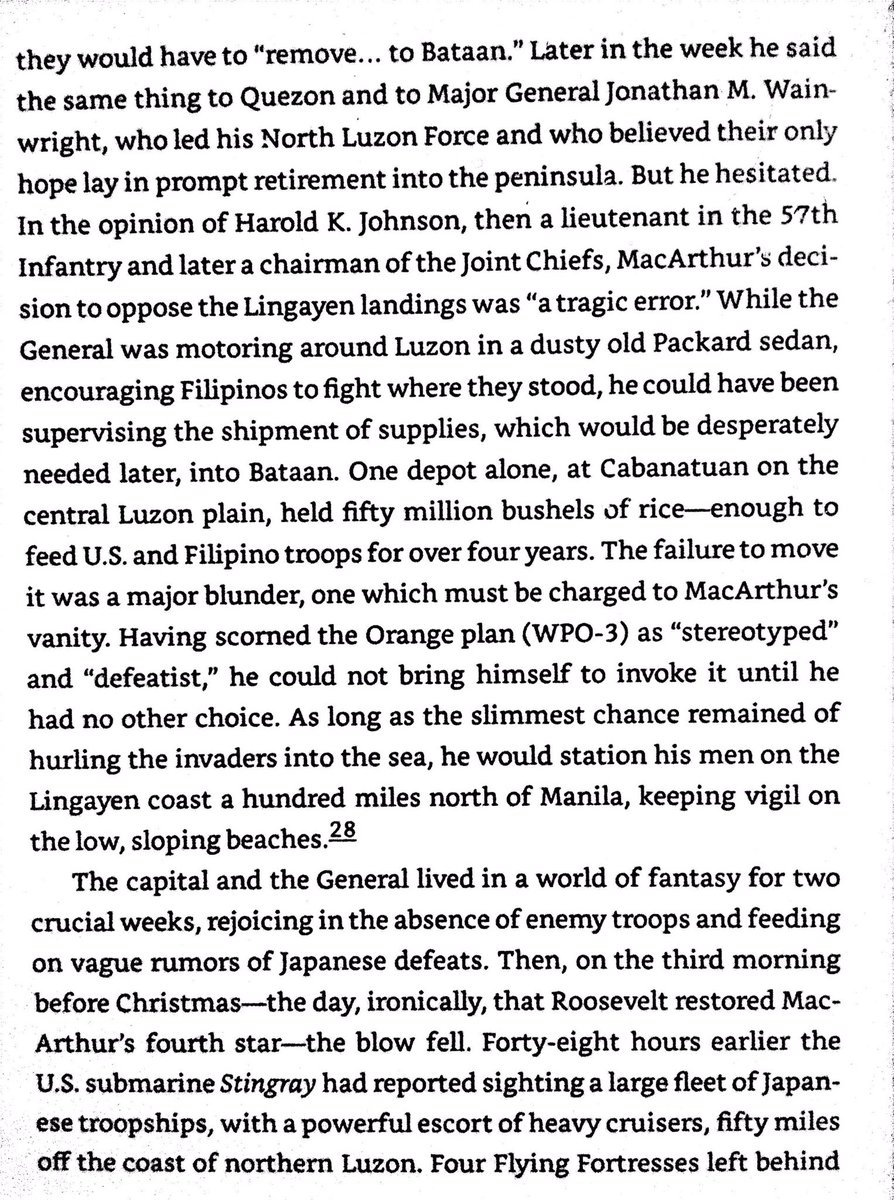 Had MacArthur transported his supplies to defensive positions in Bataan, he could have survived for 4 years under siege