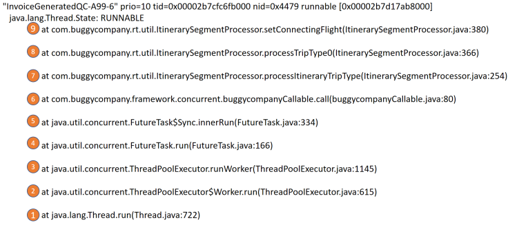 ycrash_rca's tweet image. Thread dumps are the snapshot of all threads running in the application at given moment. Below is the information provided for the “InvoiceGeneratedQC-A99-6” thread in the thread dump. ow.ly/m4Oi30nTYhL
#Threaddumps #CallStackTree #PerformanceOptimization