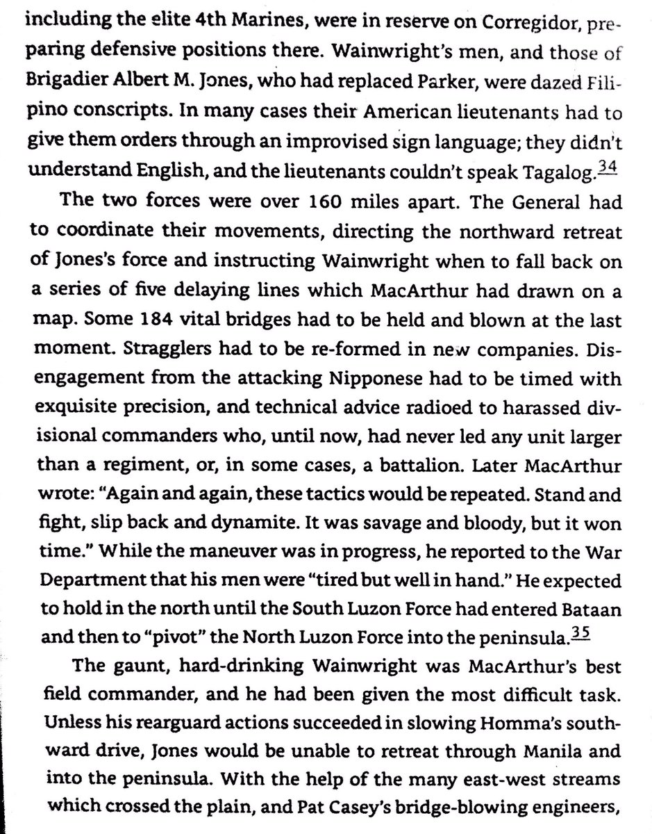 MacArthur’s successful retreat to Bataan, and his failure to bring enough supplies for his troops there.