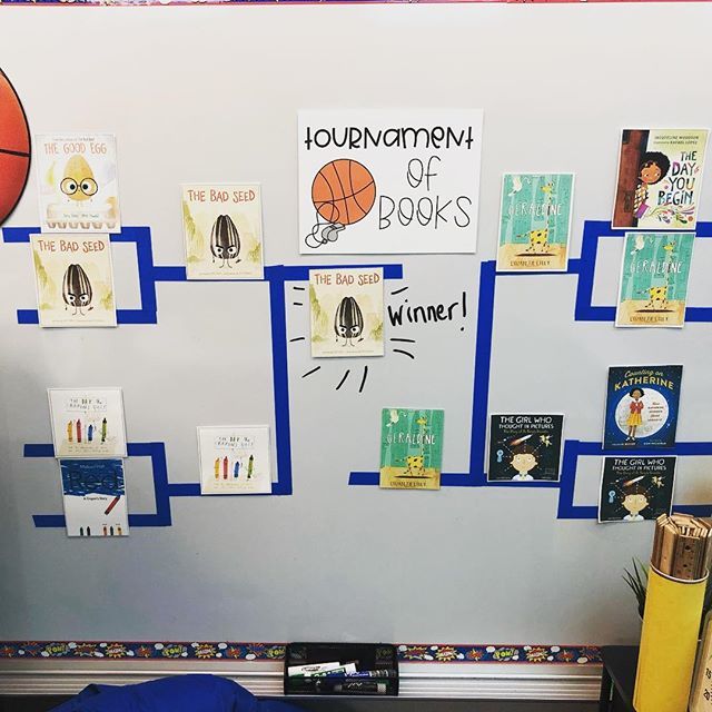 Addsparkle88's tweet photo. Our Tournament of Books Champion 🏀 was overwhelmingly The Bad Seed! With Spring Break quickly approaching, we started with an “Elite 8” and narrowed it down each day with a new match up. Students were cheering on their favorite book with such enthusi… https://t.co/N1JPe92JAK https://t.co/YCcMDjAd7v