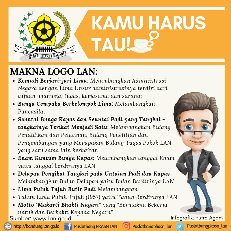 PusjarSKTASNAS's tweet photo. Selamat Siang #kawanLAN
Kembali lagi di "Kamu Harus Tau!". Kawan LAN udah tau belum logonya LAN? Kawan LAN harus tau nih apa makna logo Lembaga Administrasi Negara tersebut.
Tag teman kamu yang perlu mengetahui ini ya.. . 🙌
#lanri #logo #makna #kamuharustau #taugasih https://t.co/TDIXcELani