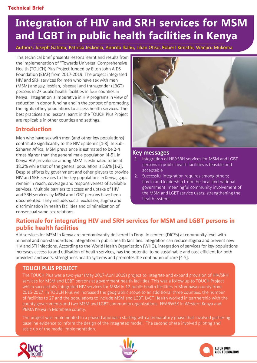 nyarwekC's tweet photo. Integration of HIV and SRH services for MSM and LGBT in public health facilities in Kenya 1/2 @EJAF @LVCTKe #TouchPlus Project https://t.co/LrsSkzCJWj