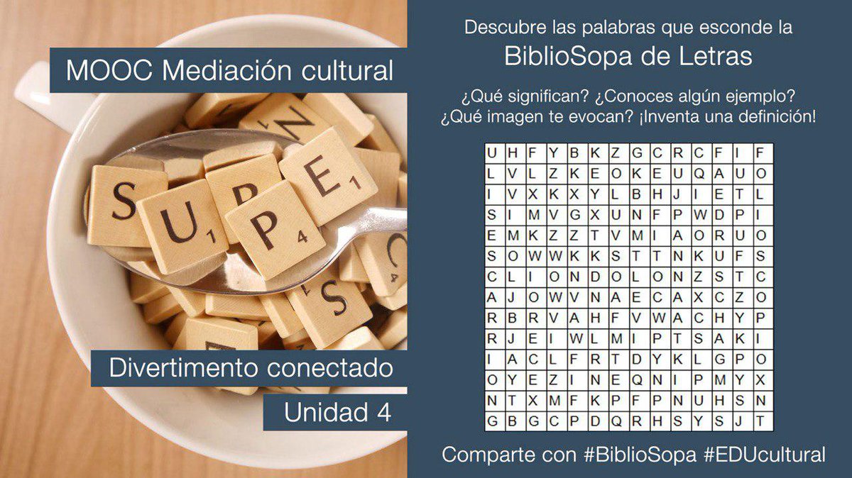 CCopiloto's tweet photo. Iniciamos las páginas de un nuevo capítulo del #MOOC #EDUcultural de #AprendeINTEF, con la 4ª unidad titulada 'Libro, lectura y arte’ #Bibliosopa. ¡Anímate y comparte con nosotros esta semana lectora!
https://t.co/TKsE8Z7N9z https://t.co/TXYBV20Pi6