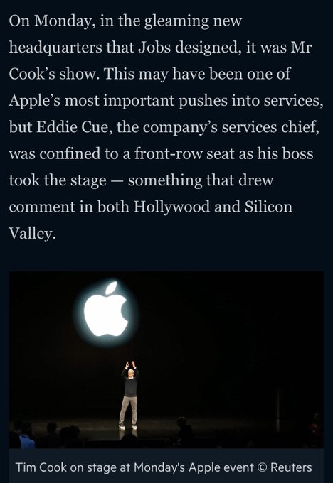 One of several puzzling questions presented by the #AppleEvent - why wasn&rsquo;t Eddy Cue on stage last night<a href="/tag/appleevent"class="tags"><span>#appleevent</span></a>