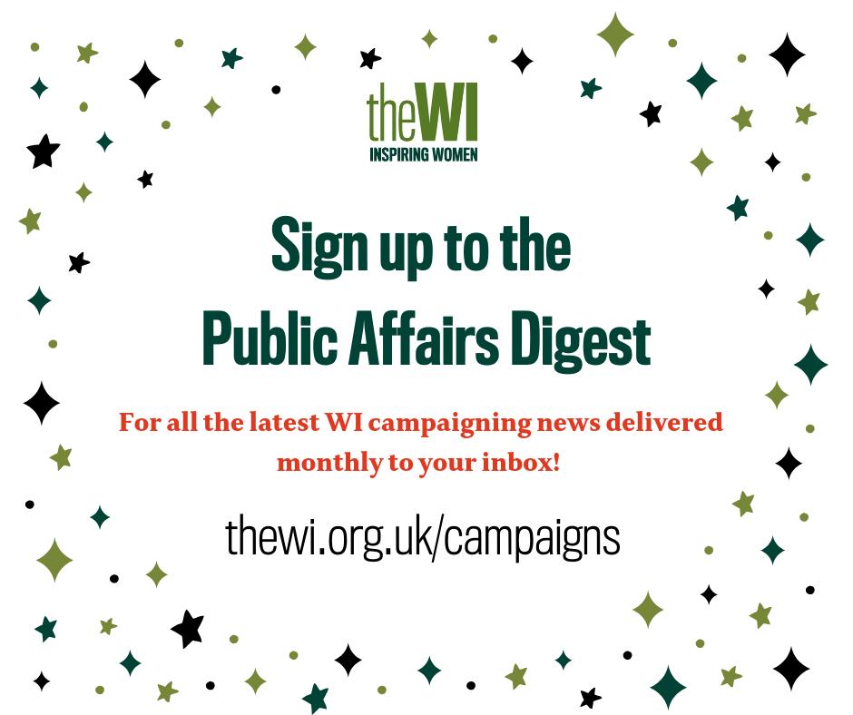 WomensInstitute's tweet photo. Keep up-to-date with all of the latest WI campaigning news by signing up to the Public Affairs digest!

If you would like to receive a monthly campaigns e-update directly to your inbox, you can subscribe here: https://t.co/voQCSKy6IN https://t.co/X87bIWxQuq