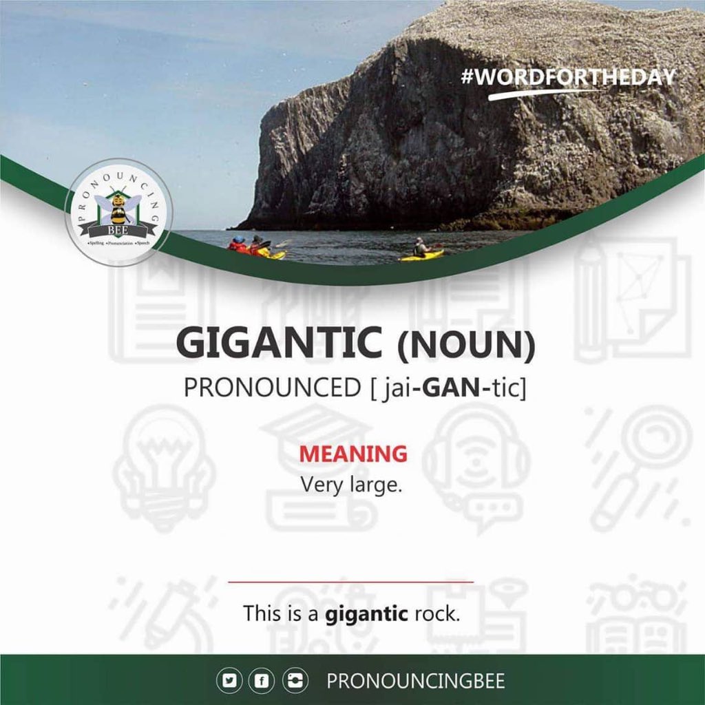 PronouncingBee's tweet image. Word for the day is GIGANTIC. Using the meaning, can you make a sentence with GIGANTIC? 😁😁😁

#pronouncingbee #pbee #pbee2019 #gigantic #wordfortheday #childrensbooks #words #teacherspayteachers #lagosmums #lagosschools #lekkilagos #englishwords #longe #younglearners #parents