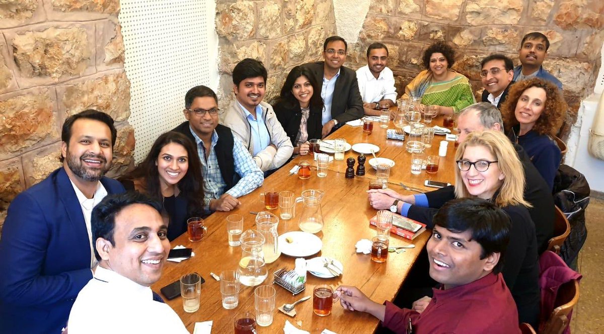 Happy to see our current #DiscoverIsrael delegation from #India is enjoying #Israeli cuisine in #Jerusalem 🥗Wishing you all a fruitful discussion with our ⁦@IsraelMFA⁩ hosts, and an interesting day tomorrow at #MEDinISRAEL conference. #medinisrael2019