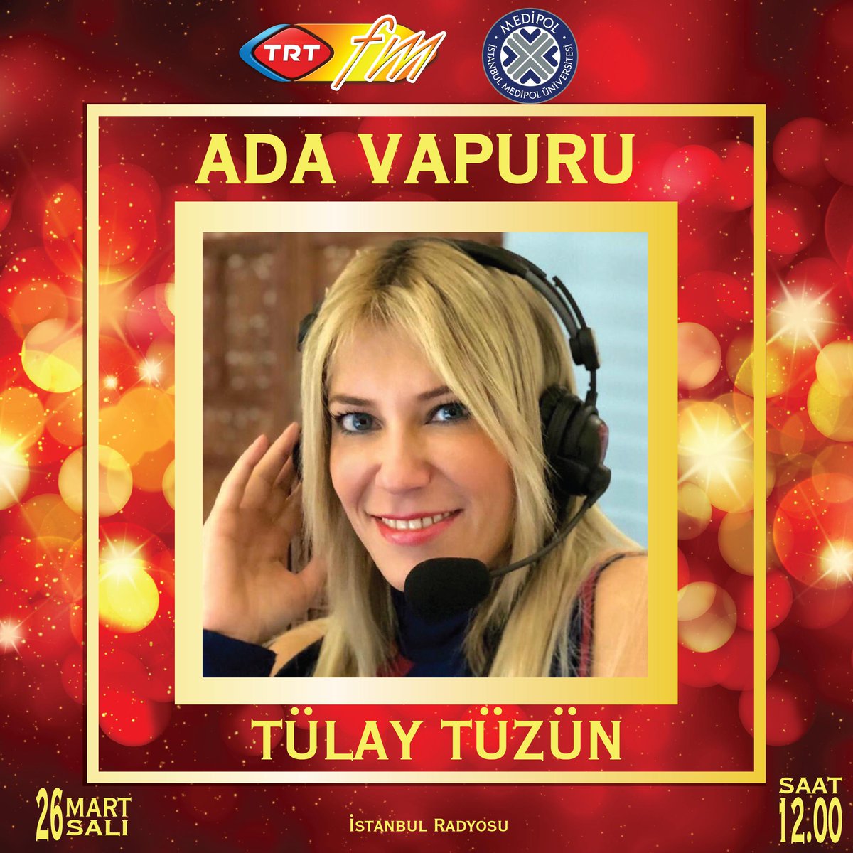 TRTFM's tweet photo. Ada Vapuru Medipol Üniversitesi İletişim Fakültesi'nde canlı yayında sizlerle😉🚢📻🎵🎙🎧🎶 @tulaytuzun @medipolunv @trtakademi @trtistanbulradyosu @TRTistradyosu #istanbulradyosu #iletişimfakültesi #salı https://t.co/jRQl3KQTpN