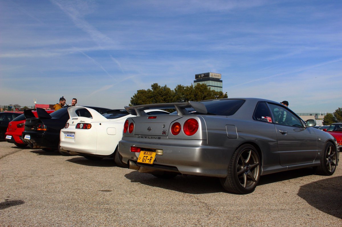 SpainGt's tweet photo. JDM porn. #nissangtr34 #toyotasupramk4 #mitsubishievo #jdm #jdmporn #carmeet #jdmmeet #gtspain #madrid #japan #tokyo #fastandfurious #carphotography #supercarsofmadrid https://t.co/IVmfbFsMMv