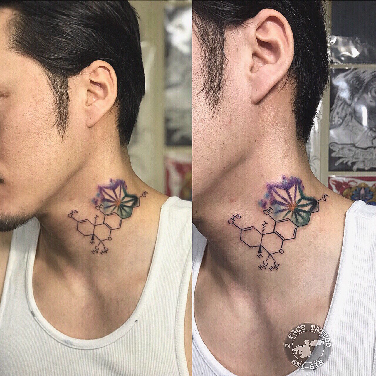2face Tattoo Studio No Twitter ご新規さんにthcの化学式と麻の家紋を化学反応起こしちゃってる感じで彫りました サンキューでした タトゥー 刺青 Thc 麻の家紋 千葉タトゥー 木更津タトゥー フォローよろしく Rtよろしく 聖針 2facetattoo