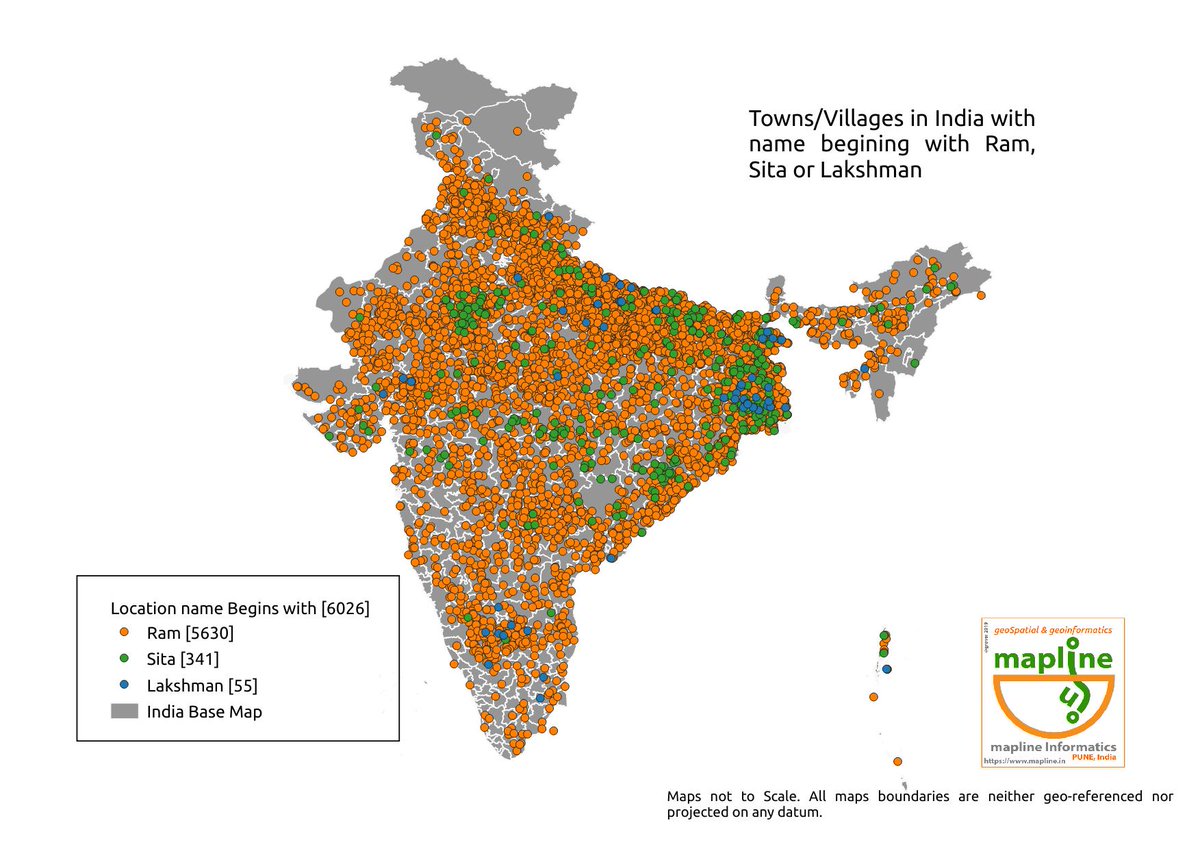 MaplineInfo's tweet photo. India has over 6k+ towns or villages where the name starts with Ram, Sita or Lakshman. Lakshman sacrificed everything for his brother &amp; Dharma, yet we have only 55 odd places in India with his name. For ages, it has been unfair and difficult for younger sibling to make his mark!! https://t.co/pR4VupWTZw