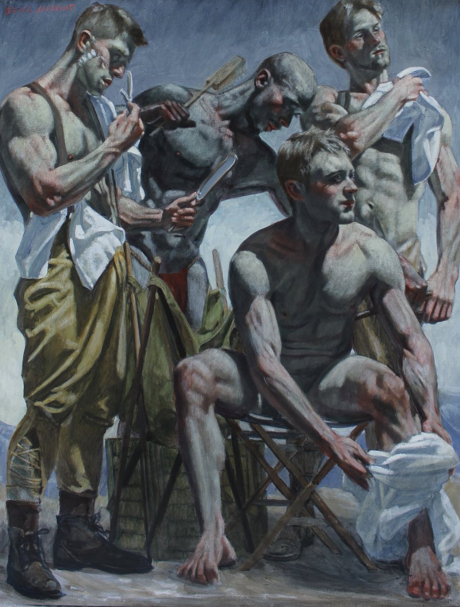 BeautifulBzarre's tweet photo. Don't you like the fine art vibe of this painting by Mark Beard aka Bruce Sargeant "Bathing at Camp"?
#beautifulbizarre #markbeard #brucesargeant #painting #americanrealism #figurativepainting #finearts #maleform #art #newcontemporaryart https://t.co/fjyfZBUIfe