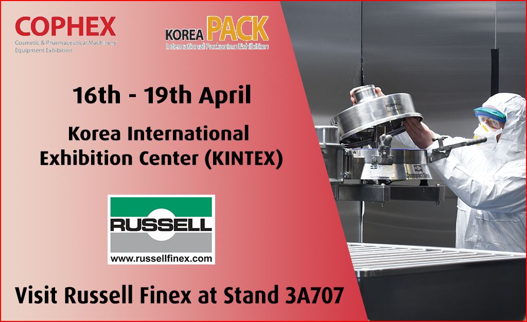 RussellFinex's tweet photo. Find us at Cophex Korea and Korea Pack 2019 @KyungyonCorp Stand 3A707 to view a range of our award-winning processing solutions for the cosmetology and pharmaceutical industries #COPHEX #KoreaPack https://t.co/na4cBVVzWu