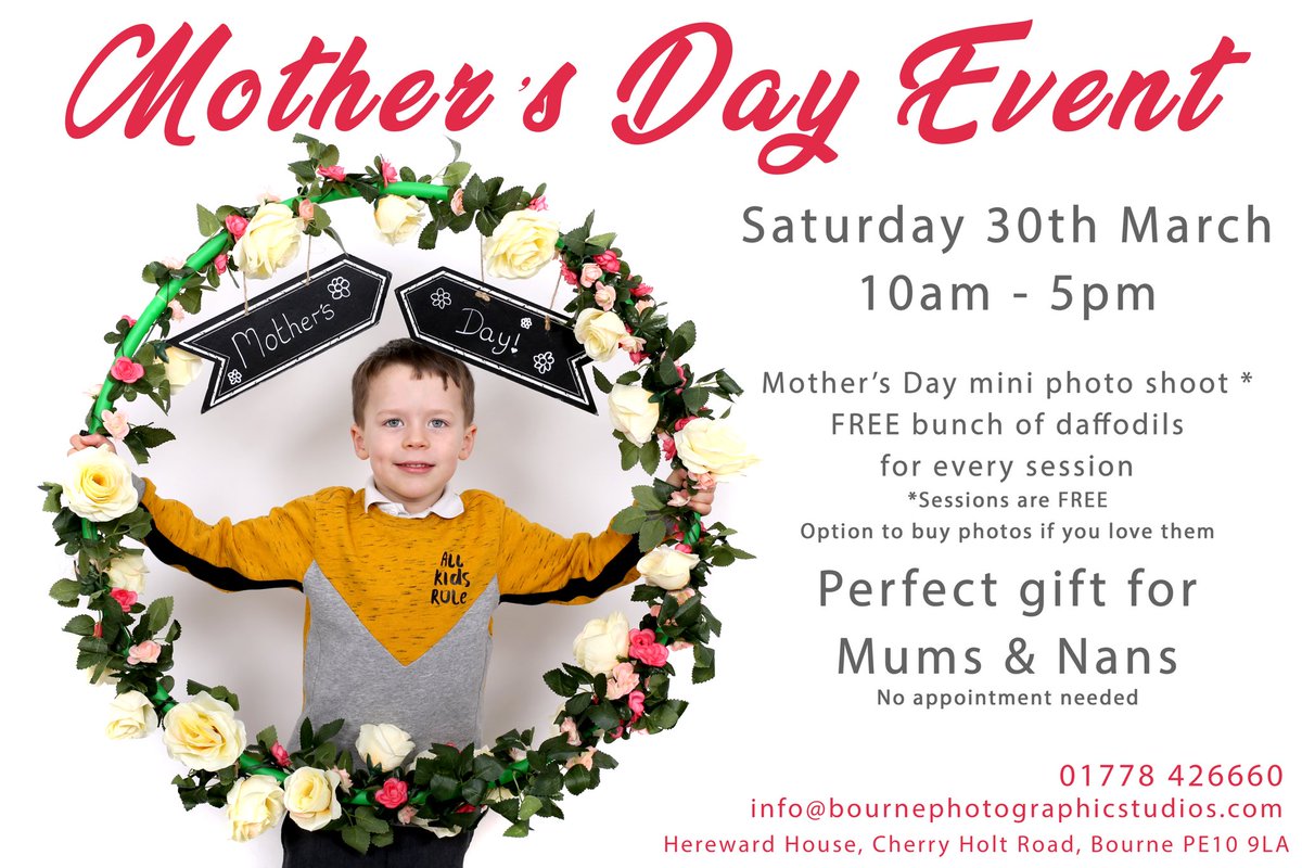 ❤️Our Mother's Day Event is back❤️

Saturday 30th March. Mini sessions, no need to book and prints are available to take away with you. Perfect present for Mums! 🌷🌼🌻🌺🏵️🌹