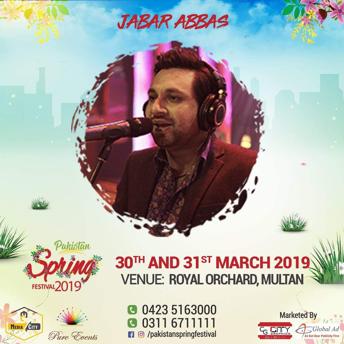 pakspringfest's tweet photo. MULTAN! Are you ready for the best weekend of your lives? #JabarAbbas will be performing live at the #Pakistan #Spring #Festival!

Join us on the 30th &amp; 31st March 2019 at Royal Orchard, #Multan for a weekend filled with #Fun #Music &amp; #Food

Tickets:
https://t.co/aDzaYMGVBN https://t.co/2xfqPKEcZK
